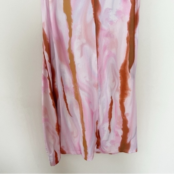 AMYLYNN Pink/Brown Tie Dye Adjustable Side Cinched Skirt Midi Length Size Medium - Picture 7 of 9